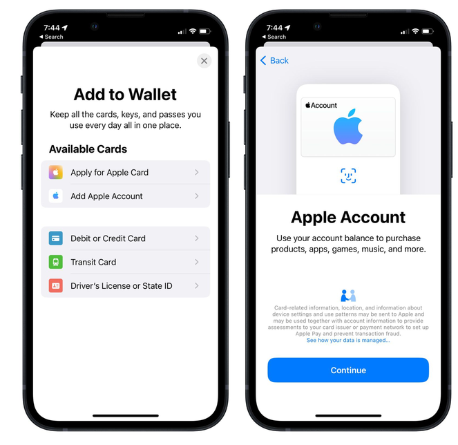 绵阳苹果手机维修分享iOS 15.5钱包App如何添加 Apple 账户 